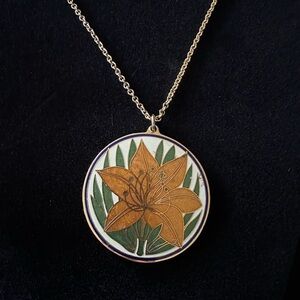 Floral Pendant Necklace with Gold Chain
